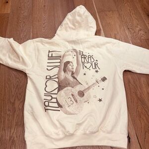 Taylor Swift Eras Tour Cream Hoodie with Graphic Print, L
